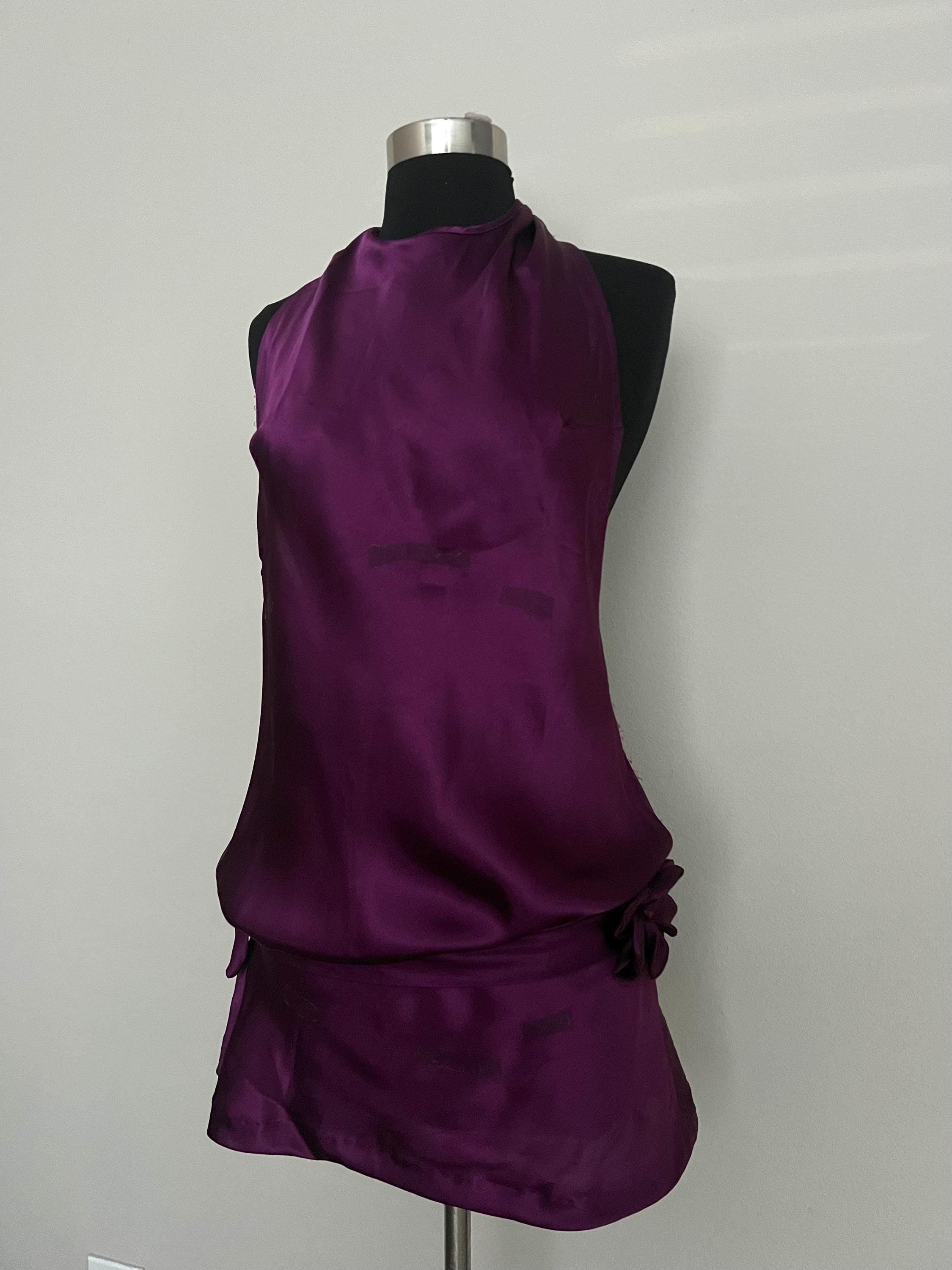 Silk Halter Backless Mini Dress
