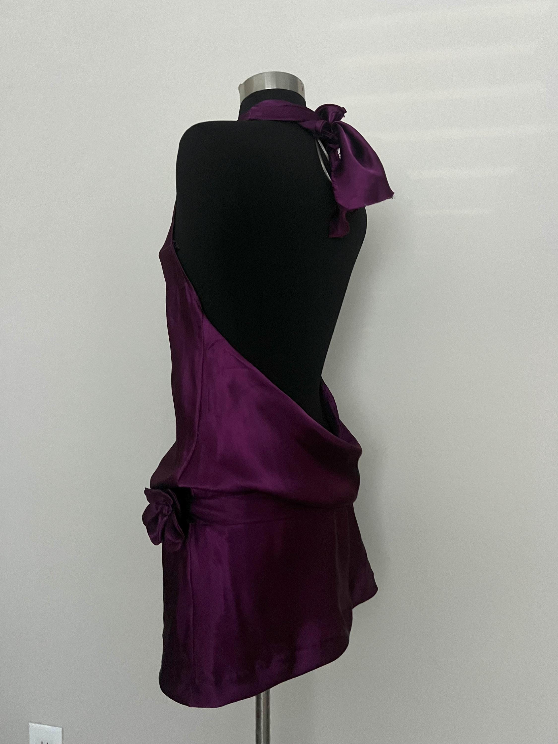 Silk Halter Backless Mini Dress