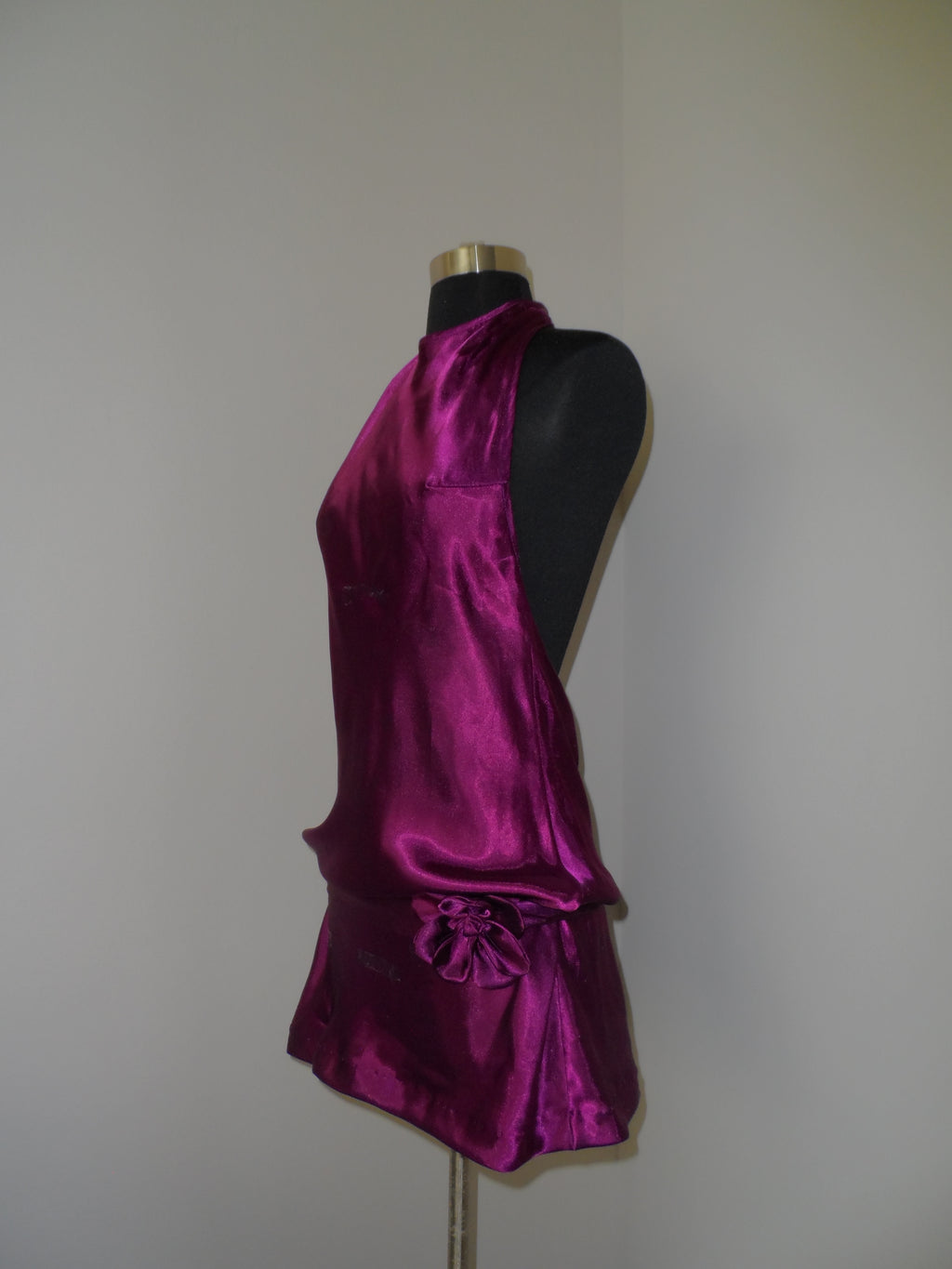 Silk Halter Backless Mini Dress